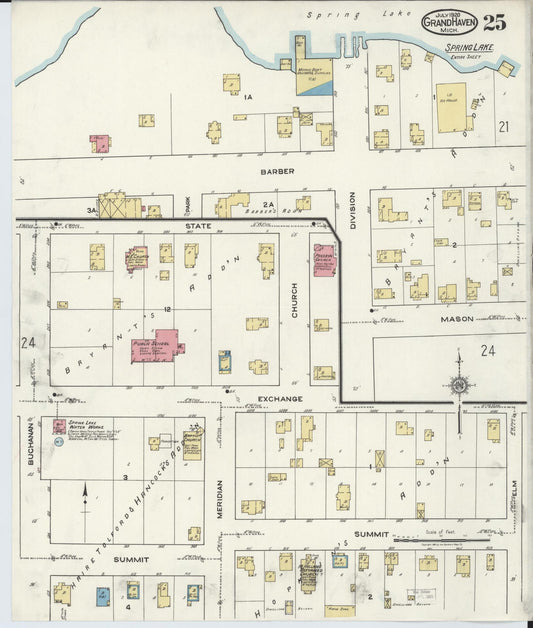 Sanborn Fire Insurance Map from Grand Haven, Ottawa County, Michigan (1920), Sheet #0025 - Historic Sanborn Fire Insurance Map Print, vintage old map wall art, antique decor, genealogy gift, Michigan Michigan map