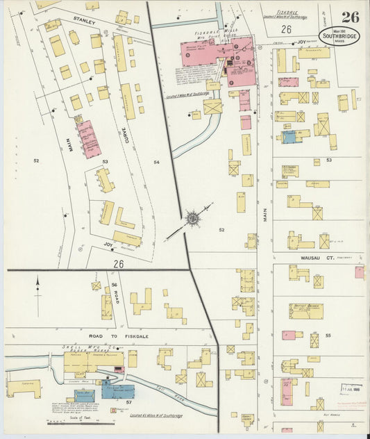 Sanborn Fire Insurance Map from Southbridge, Worcester County, Massachusetts (1911), Sheet #0026 - Historic Sanborn Fire Insurance Map Print, vintage old map wall art, antique decor, genealogy gift, Massachusetts Massachusetts map