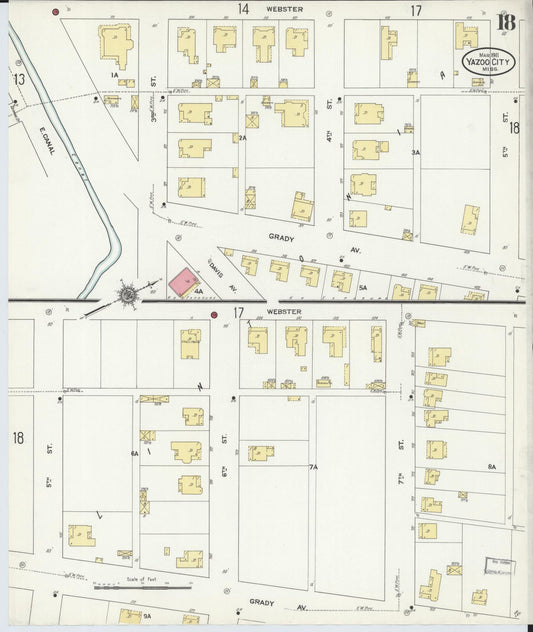 Sanborn Fire Insurance Map from Yazoo City, Yazoo County, Mississippi (1911), Sheet #0018 - Historic Sanborn Fire Insurance Map Print, vintage old map wall art, antique decor, genealogy gift, Mississippi Mississippi map