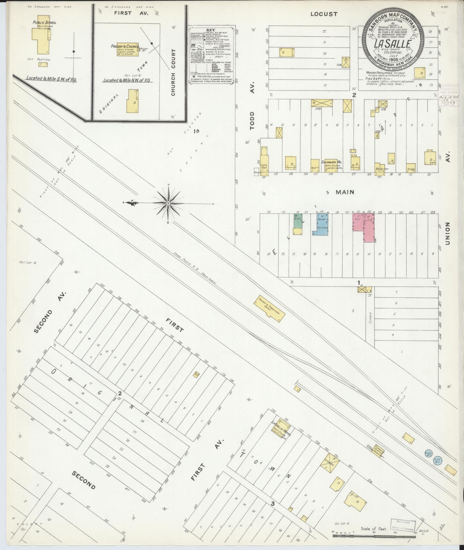 Sanborn Fire Insurance Map from La Salle, Weld County, Colorado (1908), Sheet #0001 - Historic Sanborn Fire Insurance Map Print, vintage old map wall art, antique decor, genealogy gift, Colorado Colorado map