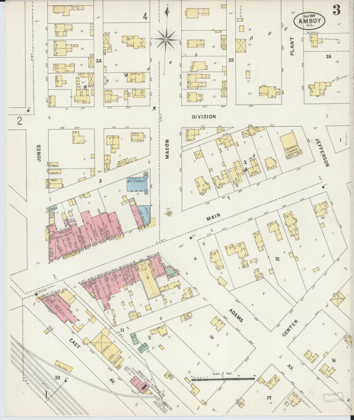 Sanborn Fire Insurance Map from Amboy, Lee County, Illinois (1897), Sheet #0003 - Complete Map Set gallery image, historic Sanborn map, vintage wall art, Illinois Illinois