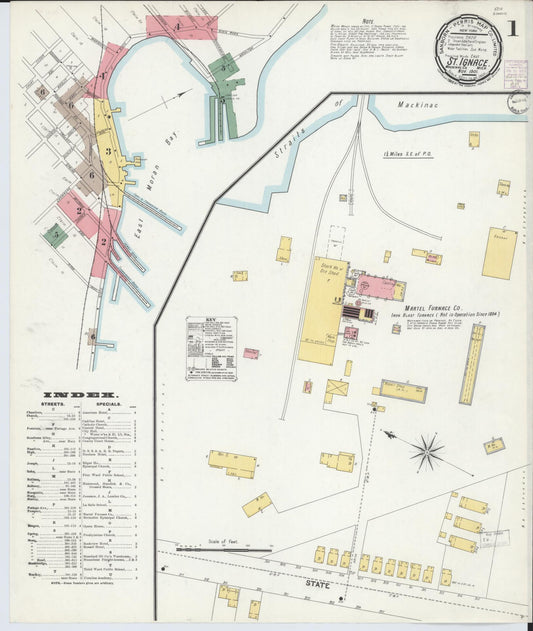 Sanborn Fire Insurance Map from Saint Ignace, Mackinac County, Michigan (1901), Sheet #0001 - Historic Sanborn Fire Insurance Map Print, vintage old map wall art, antique decor, genealogy gift, Michigan Michigan map
