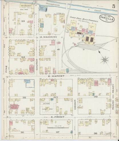 Sanborn Fire Insurance Map from Danville, Montour County, Pennsylvania (1885), Sheet #0005 - Complete Map Set gallery image, historic Sanborn map, vintage wall art, Pennsylvania Pennsylvania