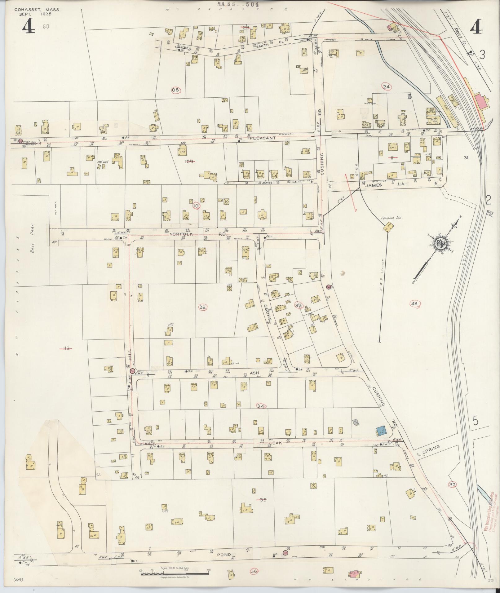 Sanborn Fire Insurance Map from Cohasset, Norfolk County, Massachusetts (1940), Sheet #0004 - Complete Map Set gallery image, historic Sanborn map, vintage wall art, Massachusetts Massachusetts