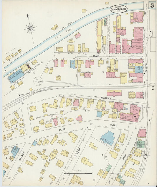 Sanborn Fire Insurance Map from Canajoharie, Montgomery County, New York (1897), Sheet #0003 - Historic Sanborn Fire Insurance Map Print, vintage old map wall art, antique decor, genealogy gift, New York New York map