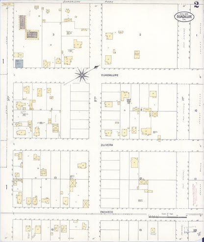 Sanborn Fire Insurance Map from Guadalupe, Santa Barbara County, California (1909), Sheet #0002 - Historic Sanborn Fire Insurance Map Print, vintage old map wall art, antique decor, genealogy gift, California California map