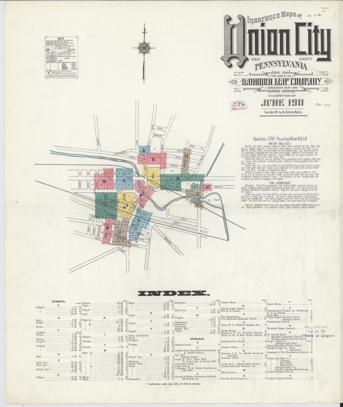 Sanborn Fire Insurance Map from Union City, Erie County, Pennsylvania (1911), Sheet #0001 - Complete Map Set gallery image, historic Sanborn map, vintage wall art, Pennsylvania Pennsylvania