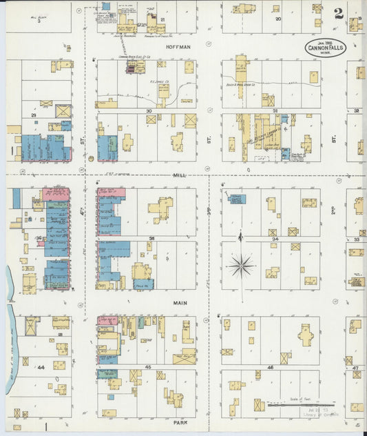 Sanborn Fire Insurance Map from Cannon Falls, Goodhue County, Minnesota (1905), Sheet #0002 - Historic Sanborn Fire Insurance Map Print, vintage old map wall art, antique decor, genealogy gift, Minnesota Minnesota map