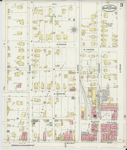 Sanborn Fire Insurance Map from Murphysboro, Jackson County, Illinois (1897), Sheet #0003 - Complete Map Set gallery image, historic Sanborn map, vintage wall art, Illinois Illinois