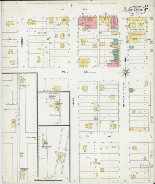 Sanborn Fire Insurance Map from Belle Plaine, Sumner County, Kansas (1902), Sheet #0002 - Historic Sanborn Fire Insurance Map Print, vintage old map wall art, antique decor, genealogy gift, Kansas Kansas map