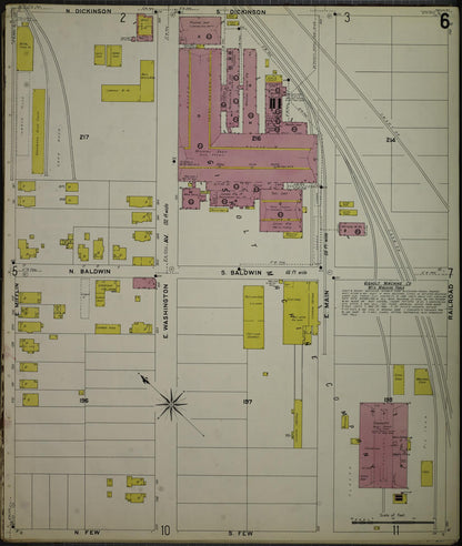 Sanborn Fire Insurance Map from Madison, Dane County, Wisconsin (1908), Sheet #0006 - Complete Map Set gallery image, historic Sanborn map, vintage wall art, Wisconsin Wisconsin