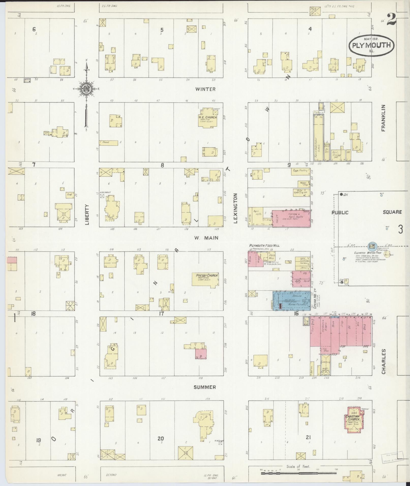 Sanborn Fire Insurance Map from Plymouth, Hancock County, Illinois (1912), Sheet #0002 - Complete Map Set gallery image, historic Sanborn map, vintage wall art, Illinois Illinois