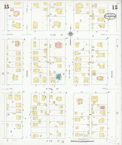 Sanborn Fire Insurance Map from Plainview, Hale County, Texas (1927), Sheet #0015 - Historic Sanborn Fire Insurance Map Print, vintage old map wall art, antique decor, genealogy gift, Texas Texas map