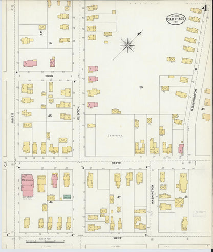 Sanborn Fire Insurance Map from Carthage, Jefferson County, New York (1902), Sheet #0004 - Complete Map Set gallery image, historic Sanborn map, vintage wall art, New York New York