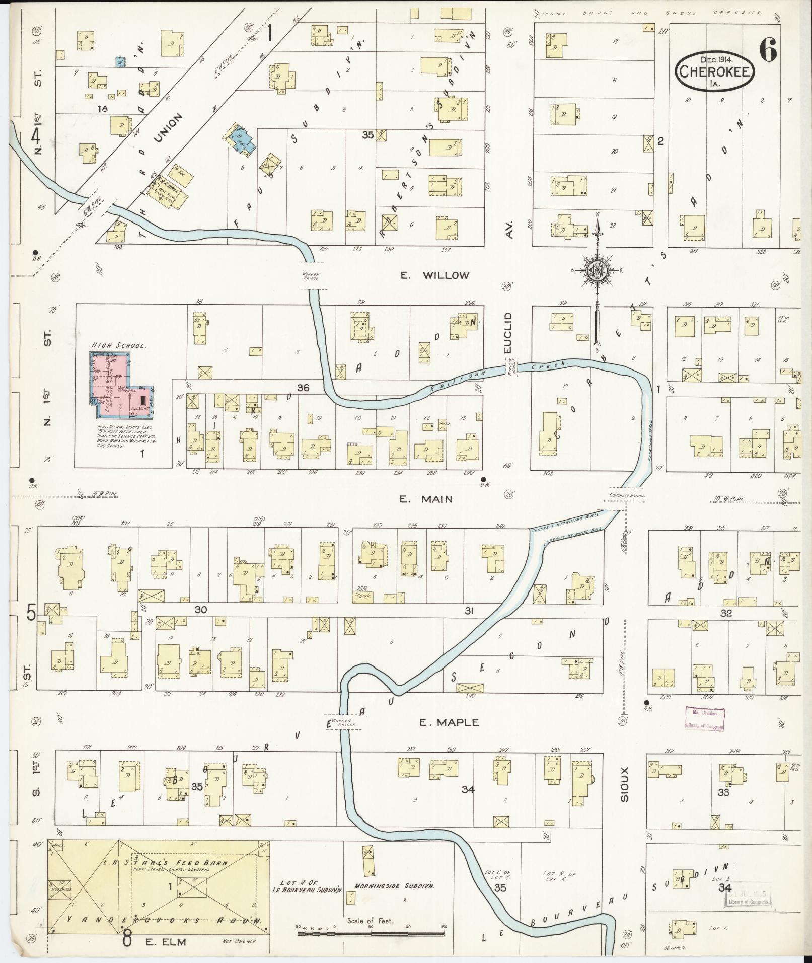 Sanborn Fire Insurance Map from Cherokee, Cherokee County, Iowa (1914), Sheet #0006 - Historic Sanborn Fire Insurance Map Print, vintage old map wall art