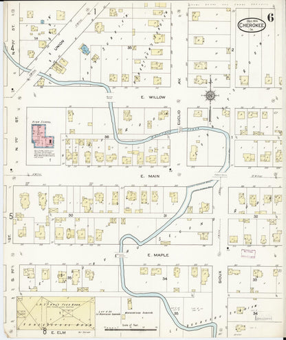 Sanborn Fire Insurance Map from Cherokee, Cherokee County, Iowa (1914), Sheet #0006 - Historic Sanborn Fire Insurance Map Print, vintage old map wall art