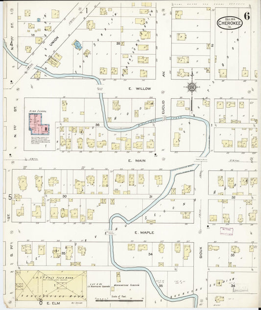 Sanborn Fire Insurance Map from Cherokee, Cherokee County, Iowa (1914), Sheet #0006 - Historic Sanborn Fire Insurance Map Print, vintage old map wall art