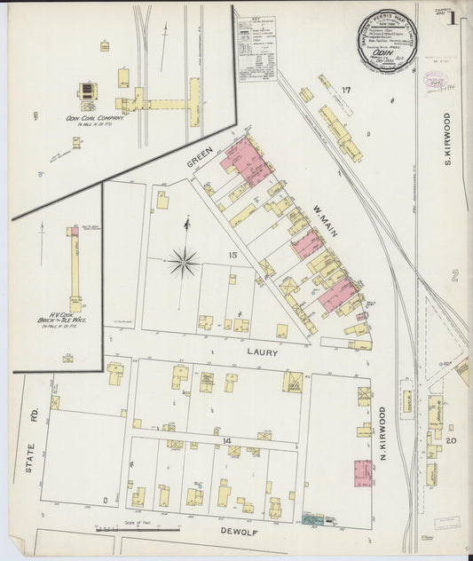 Sanborn Fire Insurance Map from Odin, Marion County, Illinois (1893), Sheet #0001 - Historic Sanborn Fire Insurance Map Print, vintage old map wall art, antique decor, genealogy gift, Illinois Illinois map