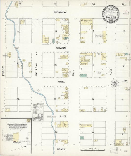 Sanborn Fire Insurance Map from Wilbur, Lincoln County, Washington (1890), Sheet #0001 - Historic Sanborn Fire Insurance Map Print, vintage old map wall art, antique decor, genealogy gift, Washington Washington map