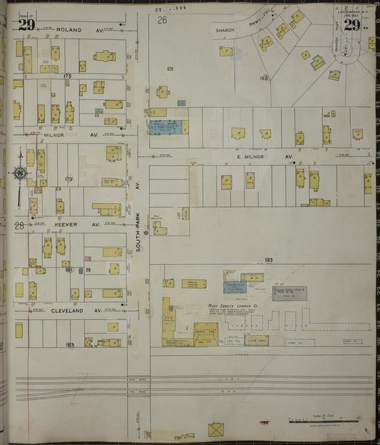 Sanborn Fire Insurance Map from Lackawanna, Erie County, New York (1950), Sheet #0029 - Historic Sanborn Fire Insurance Map Print, vintage old map wall art, antique decor, genealogy gift, New York New York map