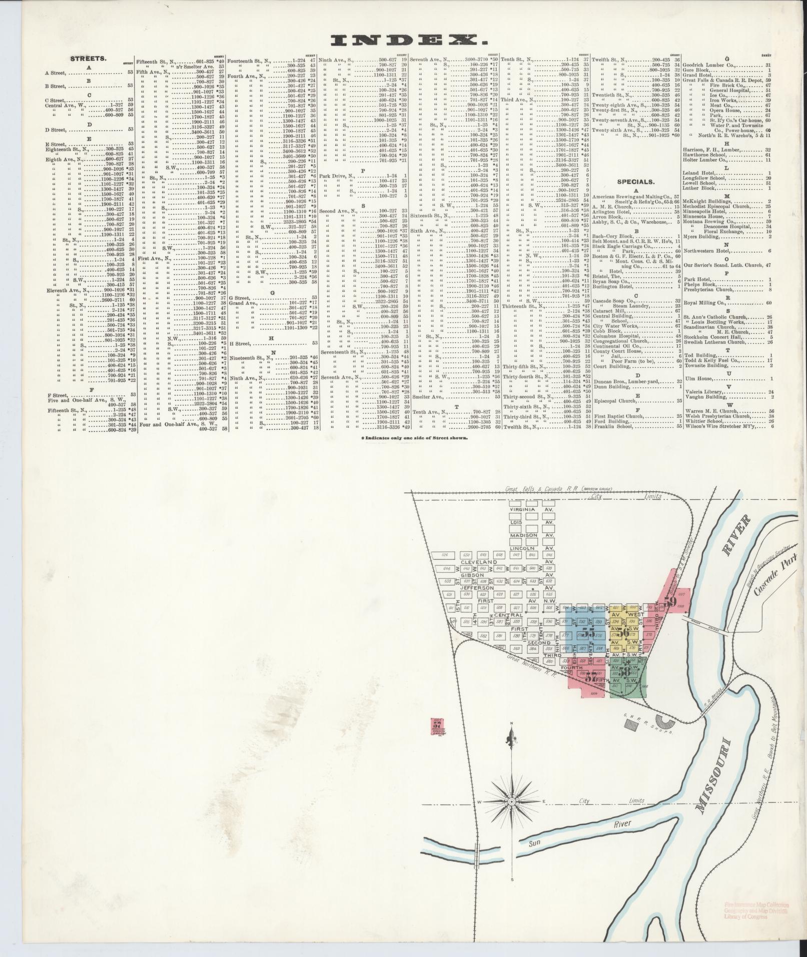 Sanborn Fire Insurance Map from Great Falls, Cascade County, Montana (1900), Sheet #0001 - Historic Sanborn Fire Insurance Map Print, vintage old map wall art, antique decor, genealogy gift, Montana Montana map