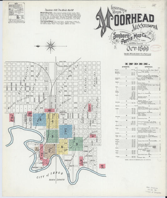 Sanborn Fire Insurance Map from Moorhead, Clay County, Minnesota (1899), Sheet #0001 - Complete Map Set gallery image, historic Sanborn map, vintage wall art, Minnesota Minnesota