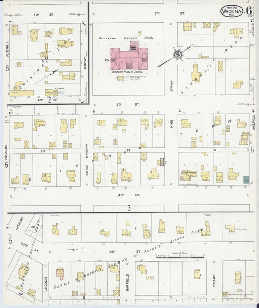 Sanborn Fire Insurance Map from Wadena, Wadena County, Minnesota (1909), Sheet #0006 - Historic Sanborn Fire Insurance Map Print, vintage old map wall art, antique decor, genealogy gift, Minnesota Minnesota map
