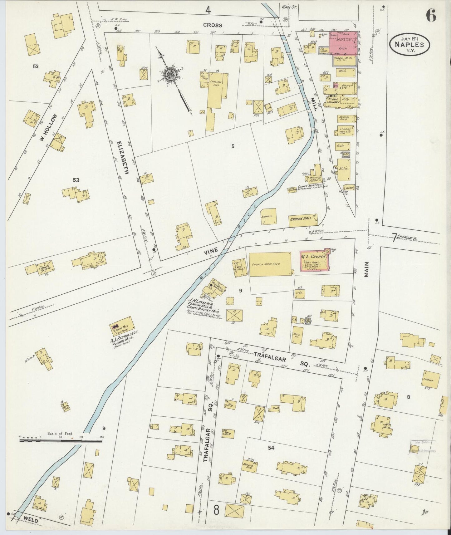 Sanborn Fire Insurance Map from Naples, Ontario County, New York (1911), Sheet #0006 - Complete Map Set gallery image, historic Sanborn map, vintage wall art, New York New York