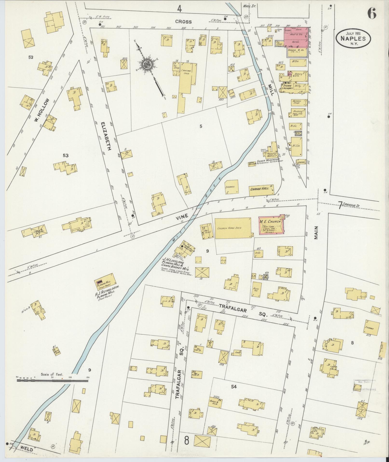 Sanborn Fire Insurance Map from Naples, Ontario County, New York (1911), Sheet #0006 - Complete Map Set gallery image, historic Sanborn map, vintage wall art, New York New York