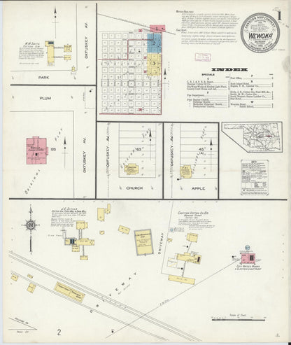 Sanborn Fire Insurance Map from Wewoka, Seminole County, Oklahoma (1913), Sheet #0001 - Complete Map Set gallery image, historic Sanborn map, vintage wall art, Oklahoma Oklahoma