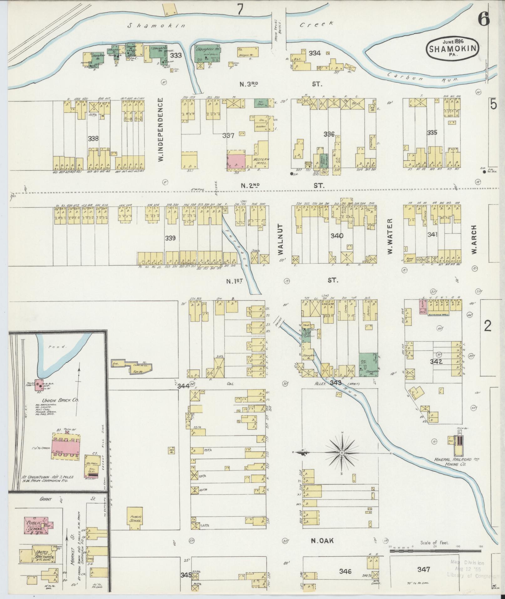Sanborn Fire Insurance Map from Shamokin, Northumberland County, Pennsylvania (1896), Sheet #0006 - Complete Map Set gallery image, historic Sanborn map, vintage wall art, Pennsylvania Pennsylvania