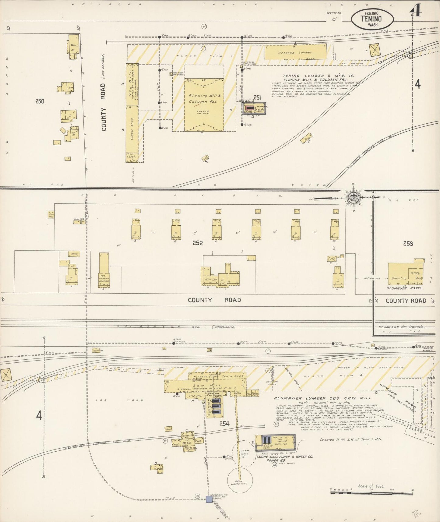 Sanborn Fire Insurance Map from Tenino, Thurston County, Washington (1910), Sheet #0004 - Complete Map Set gallery image, historic Sanborn map, vintage wall art, Washington Washington