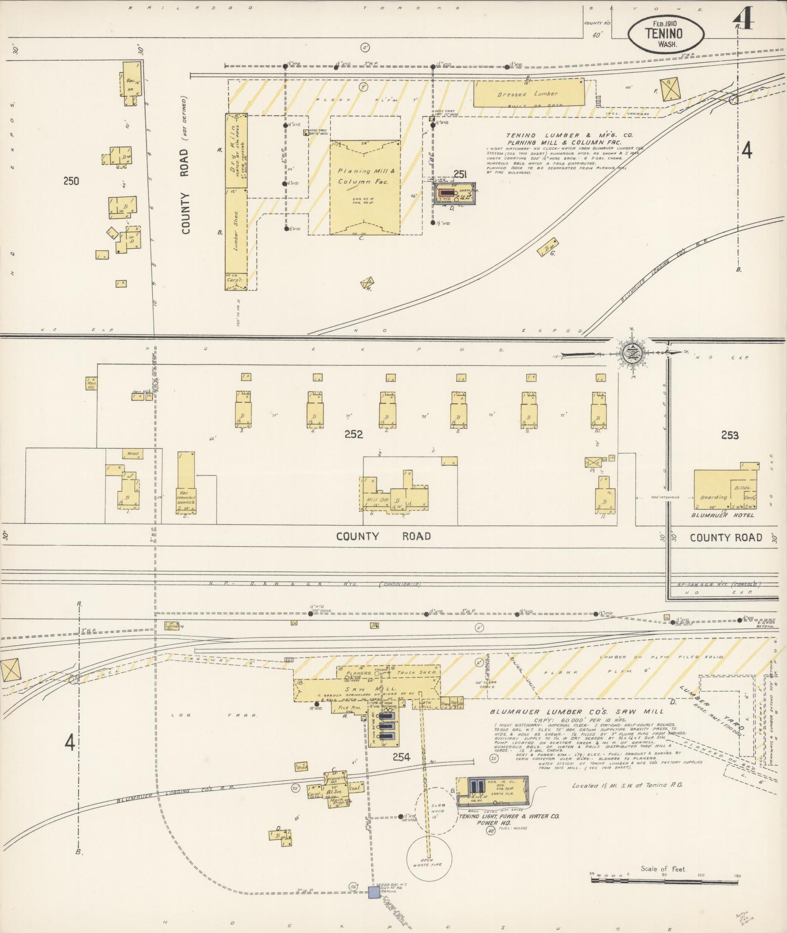 Sanborn Fire Insurance Map from Tenino, Thurston County, Washington (1910), Sheet #0004 - Complete Map Set gallery image, historic Sanborn map, vintage wall art, Washington Washington