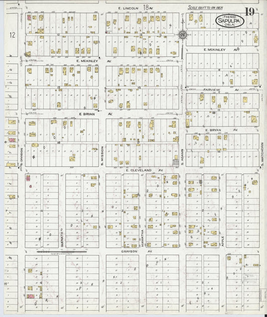 Sanborn Fire Insurance Map from Sapulpa, Creek County, Oklahoma (1920), Sheet #0019 - Historic Sanborn Fire Insurance Map Print, vintage old map wall art, antique decor, genealogy gift, Oklahoma Oklahoma map