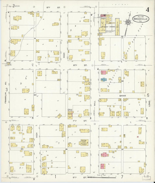 Sanborn Fire Insurance Map from Brookville, Franklin County, Indiana (1913), Sheet #0004 - Historic Sanborn Fire Insurance Map Print, vintage old map wall art, antique decor, genealogy gift, Indiana Indiana map