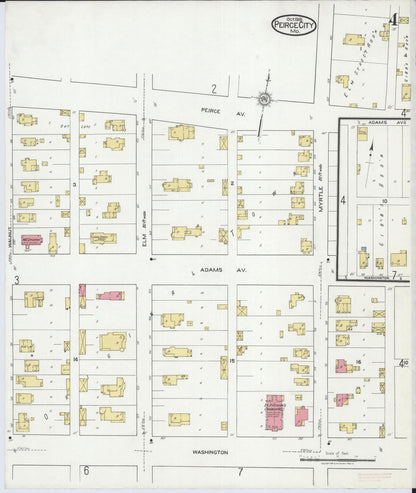 Sanborn Fire Insurance Map from Pierce City, Lawrence County, Missouri (1918), Sheet #0004 - Historic Sanborn Fire Insurance Map Print, vintage old map wall art, antique decor, genealogy gift, Missouri Missouri map