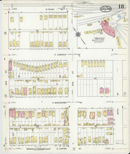 Sanborn Fire Insurance Map from Ashland, Boyd County, Kentucky (1920), Sheet #0018 - Complete Map Set gallery image, historic Sanborn map, vintage wall art, Kentucky Kentucky