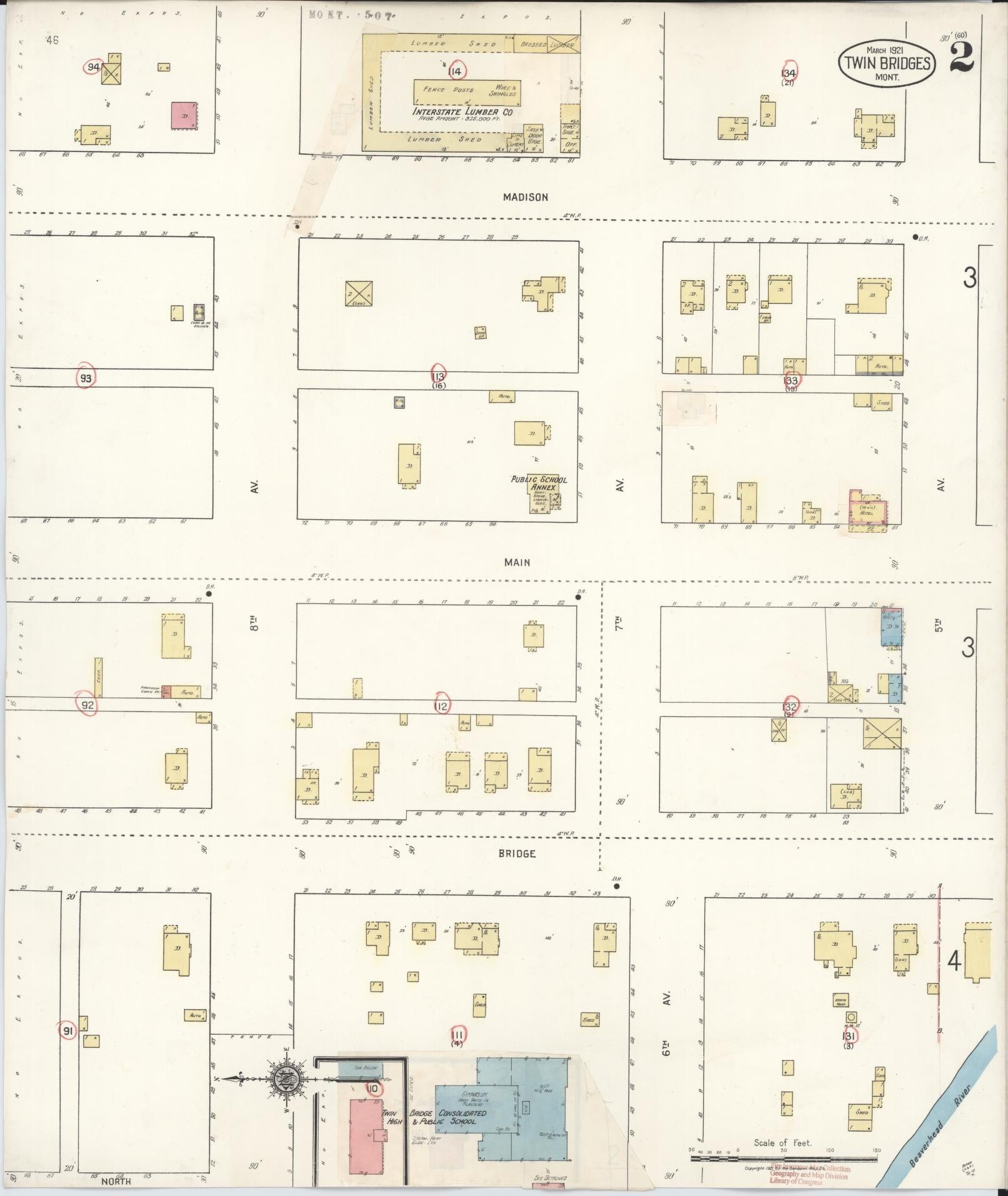 Sanborn Fire Insurance Map from Twin Bridges, Madison County, Montana (1927), Sheet #0002 - Historic Sanborn Fire Insurance Map Print, vintage old map wall art, antique decor, genealogy gift, Montana Montana map