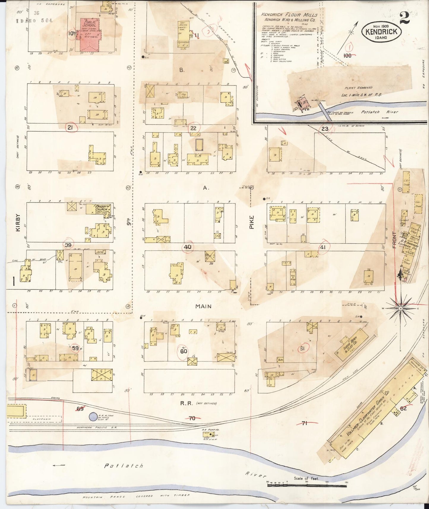 Sanborn Fire Insurance Map from Kendrick, Latah County, Idaho (1929), Sheet #0002 - Complete Map Set gallery image, historic Sanborn map, vintage wall art, Idaho Idaho