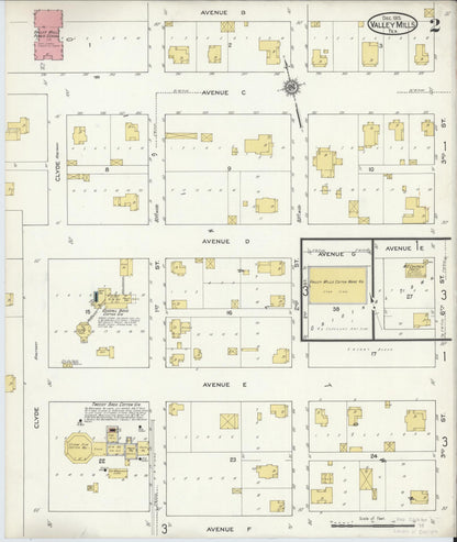 Sanborn Fire Insurance Map from Valley Mills, Bosque County, Texas (1915), Sheet #0002 - Historic Sanborn Fire Insurance Map Print, vintage old map wall art, antique decor, genealogy gift, Texas Texas map
