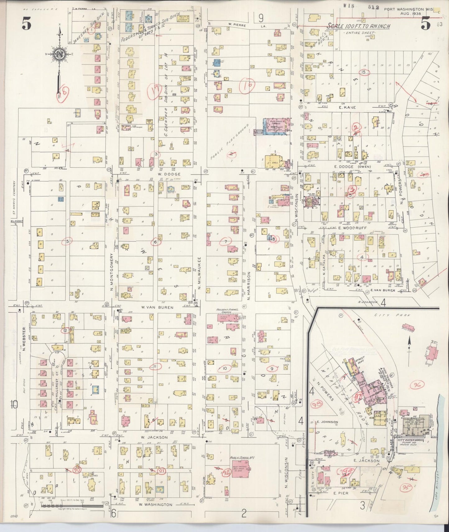 Sanborn Fire Insurance Map from Port Washington, Ozaukee County, Wisconsin (1949), Sheet #0005 - Historic Sanborn Fire Insurance Map Print, vintage old map wall art, antique decor, genealogy gift, Wisconsin Wisconsin map