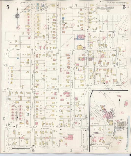 Sanborn Fire Insurance Map from Port Washington, Ozaukee County, Wisconsin (1949), Sheet #0005 - Historic Sanborn Fire Insurance Map Print, vintage old map wall art, antique decor, genealogy gift, Wisconsin Wisconsin map