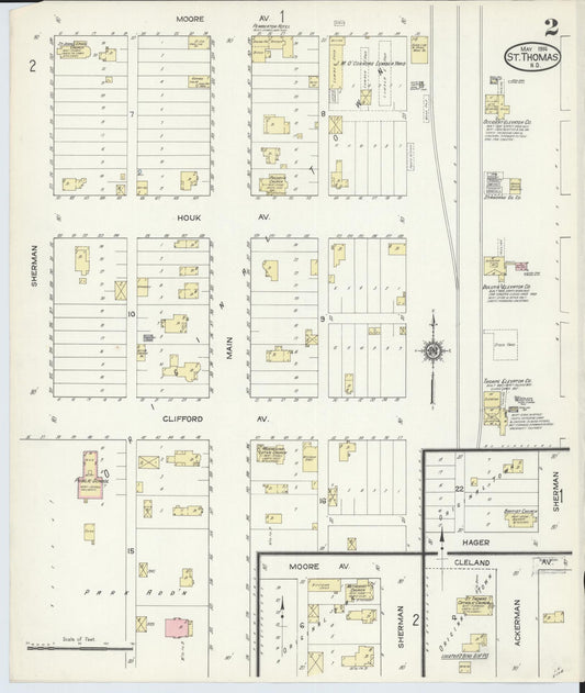 Sanborn Fire Insurance Map from Saint Thomas, Pembina County, North Dakota (1914), Sheet #0002 - Historic Sanborn Fire Insurance Map Print, vintage old map wall art, antique decor, genealogy gift, North Dakota North Dakota map