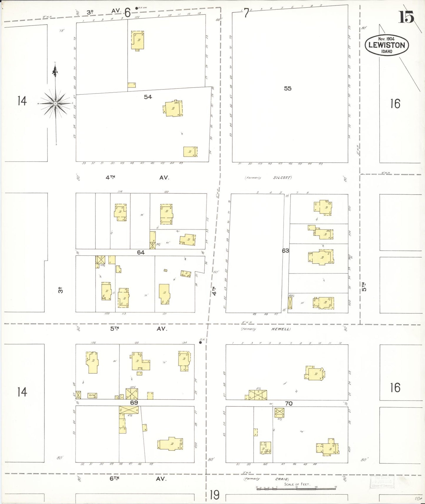 Sanborn Fire Insurance Map from Lewiston, Nez Perce County, Idaho (1904), Sheet #0015 - Complete Map Set gallery image, historic Sanborn map, vintage wall art, Idaho Idaho