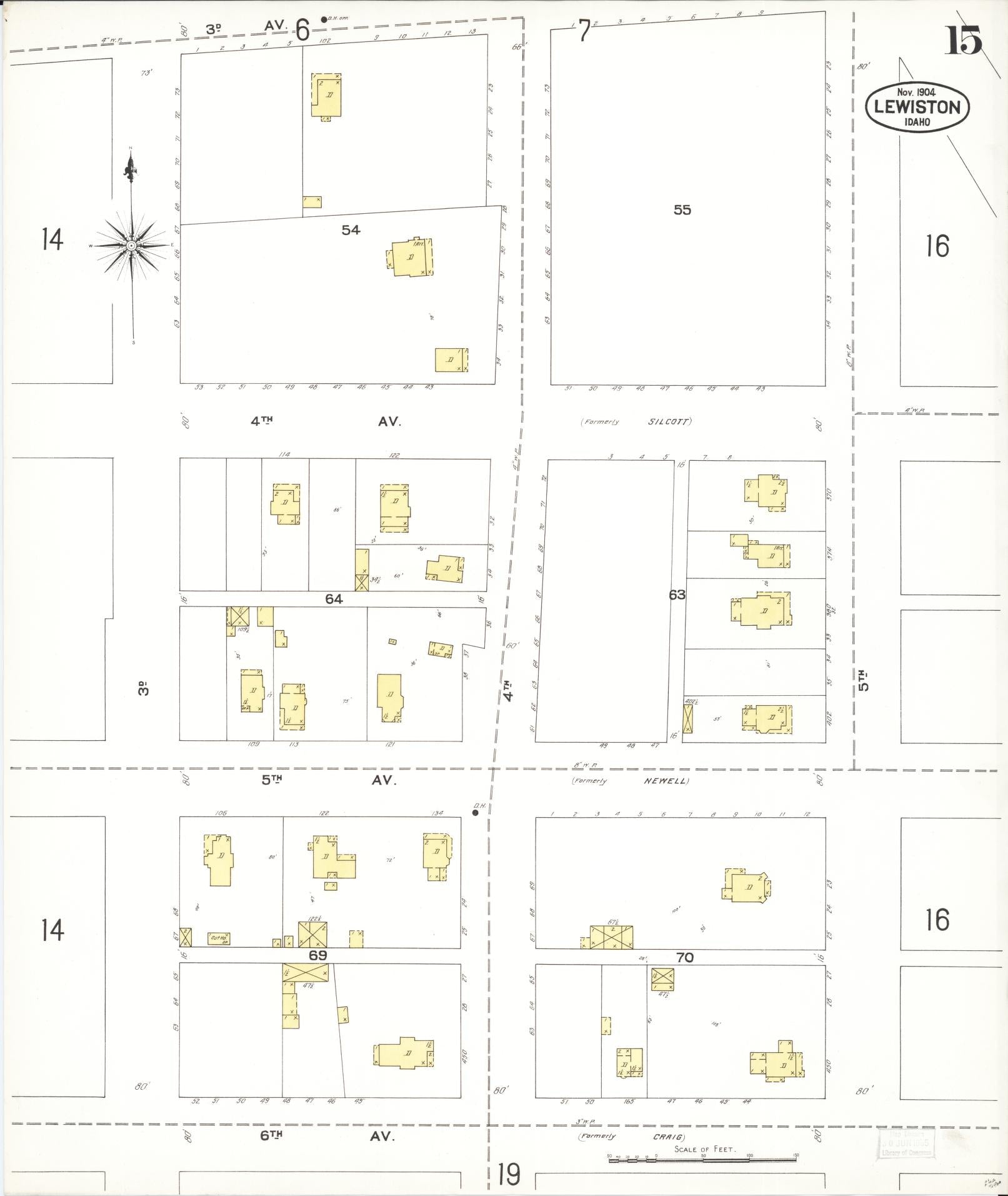 Sanborn Fire Insurance Map from Lewiston, Nez Perce County, Idaho (1904), Sheet #0015 - Complete Map Set gallery image, historic Sanborn map, vintage wall art, Idaho Idaho