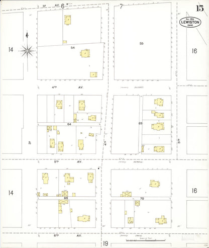 Sanborn Fire Insurance Map from Lewiston, Nez Perce County, Idaho (1904), Sheet #0015 - Complete Map Set gallery image, historic Sanborn map, vintage wall art, Idaho Idaho