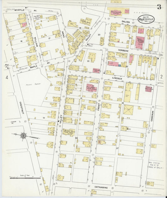 Sanborn Fire Insurance Map from Marysville, Perry County, Pennsylvania (1911), Sheet #0003 - Historic Sanborn Fire Insurance Map Print, vintage old map wall art, antique decor, genealogy gift, Pennsylvania Pennsylvania map