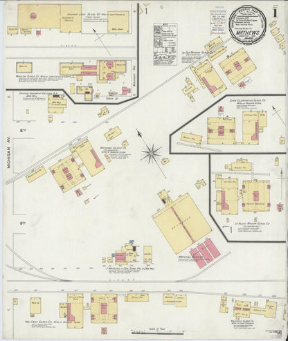 Sanborn Fire Insurance Map from Matthews, Grant County, Indiana (1900), Sheet #0001 - Complete Map Set gallery image, historic Sanborn map, vintage wall art, Indiana Indiana