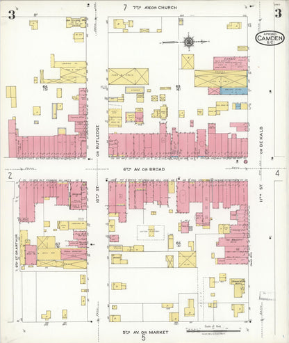 Sanborn Fire Insurance Map from Camden, Kershaw County, South Carolina (1923), Sheet #0003 - Complete Map Set gallery image, historic Sanborn map, vintage wall art, South Carolina South Carolina