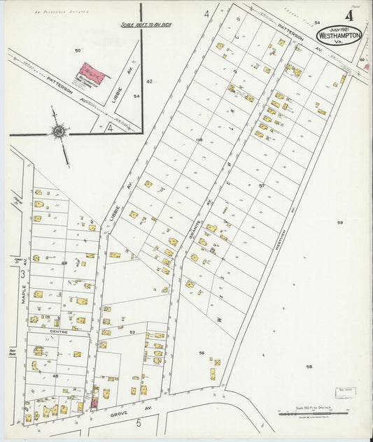 Sanborn Fire Insurance Map from Westhampton, Henrico County, Virginia (1921), Sheet #0004 - Historic Sanborn Fire Insurance Map Print, vintage old map wall art, antique decor, genealogy gift, Virginia Virginia map
